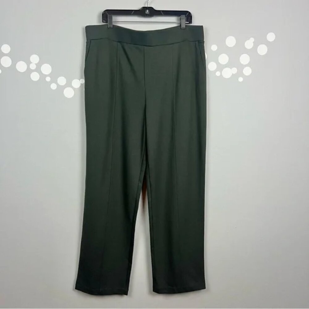 Matty M NWT Ponte Knit Pull-On Straight Leg Pants Green Office Plus Size XXL
